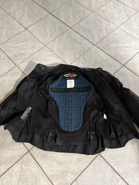 Joe Rocket Black Motorcycle Jacket with Blue Back Protector